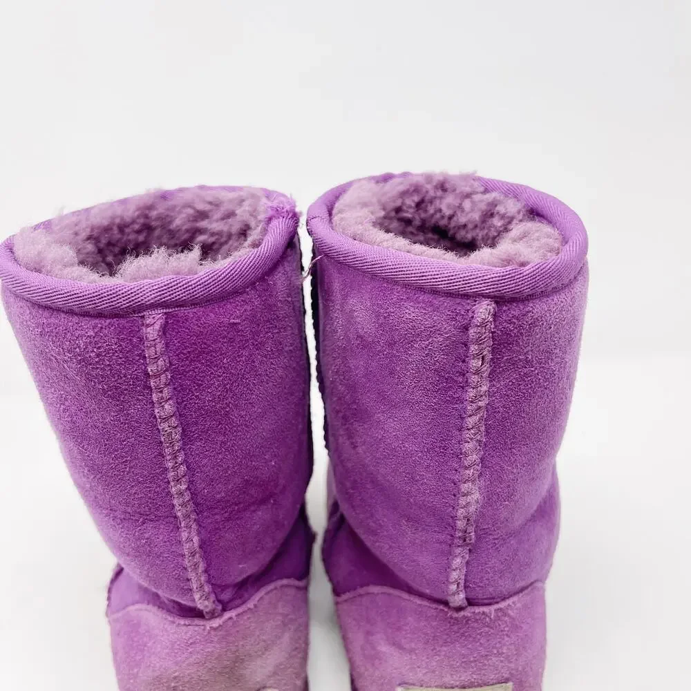 UGG Womens 5 Classic Short Boots Purple Ruby Suede Leather Cozy Lounge Warm Soft
